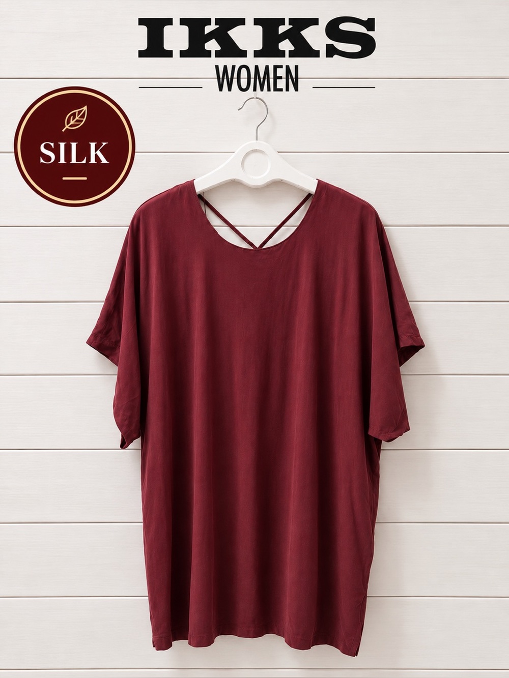 IKKS WOMEN – Burgundy Silk Dress/ tunic – Size 40